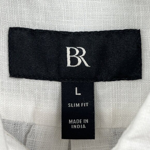 BR Banana Republic Men's Collared‎ Linen Shirt White Large Summer - Picture 5 of 8